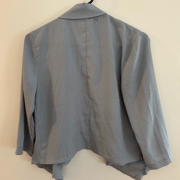 Catherine Malandrino Dusty Blue Draped Cardigan Blazer - Picture 2 of 3